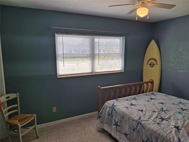 bedroom featuring ceiling fan