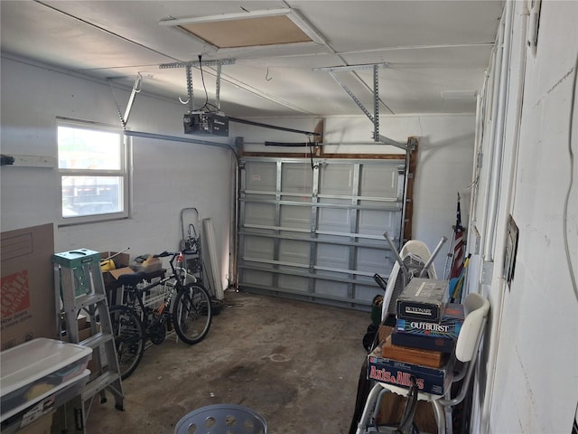 garage with a garage door opener