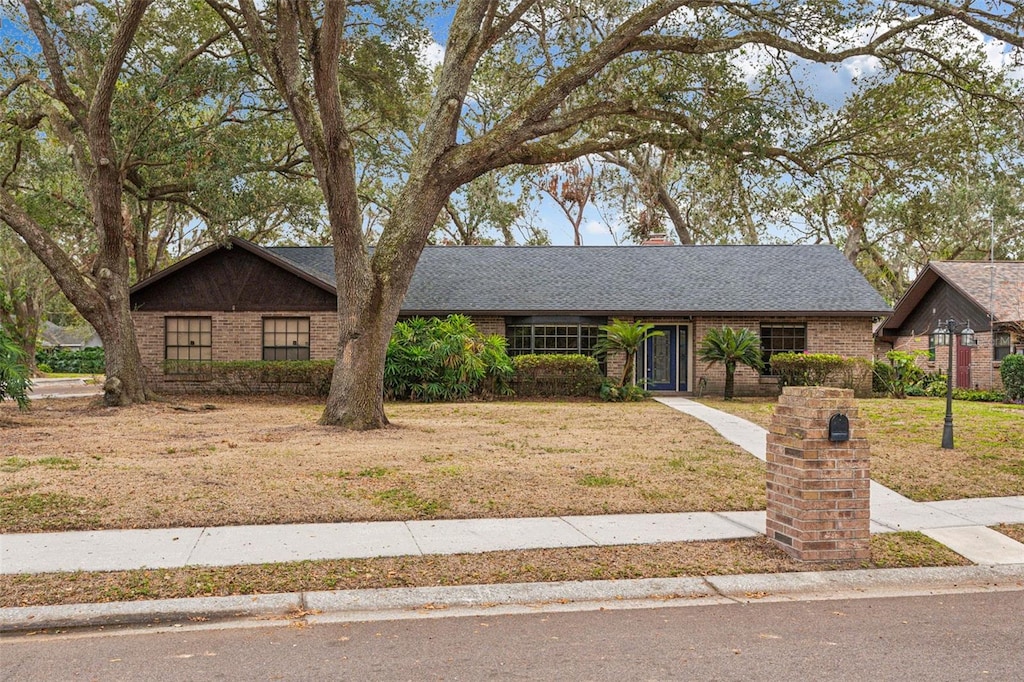 view of front of home featuring a front yard