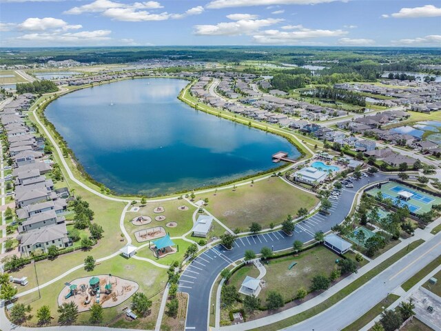 bird's eye view featuring a water view