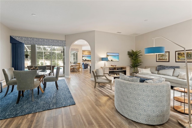 living room featuring light hardwood / wood-style floors