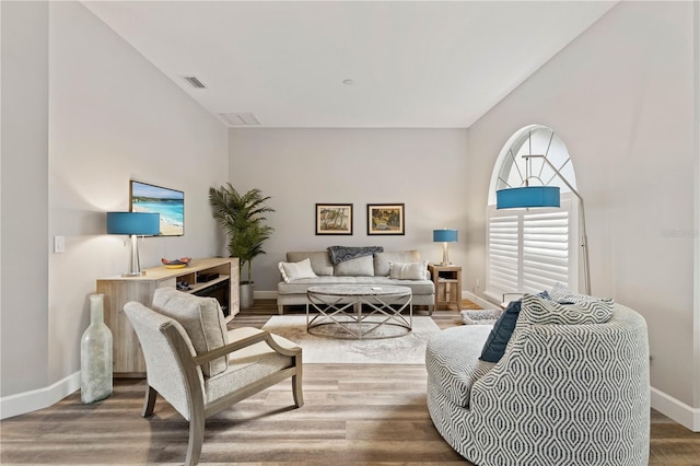 living room featuring hardwood / wood-style flooring