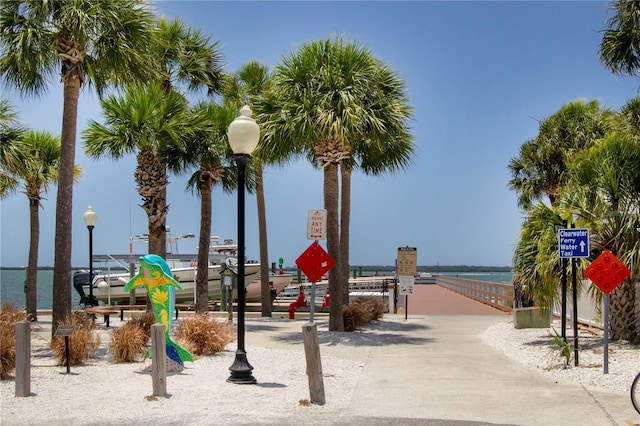 view of play area featuring a water view