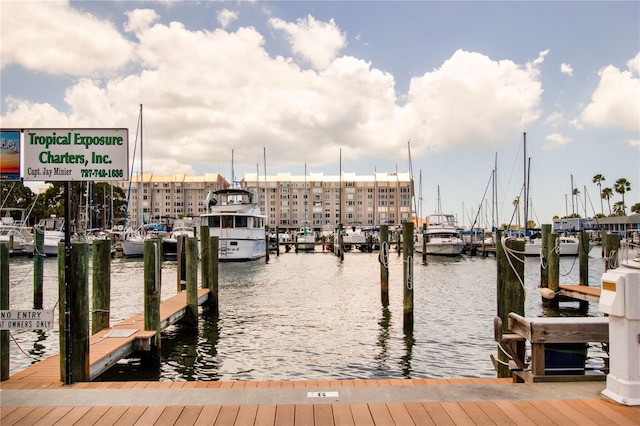 view of dock featuring a water view