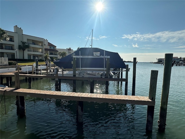 view of dock featuring a water view