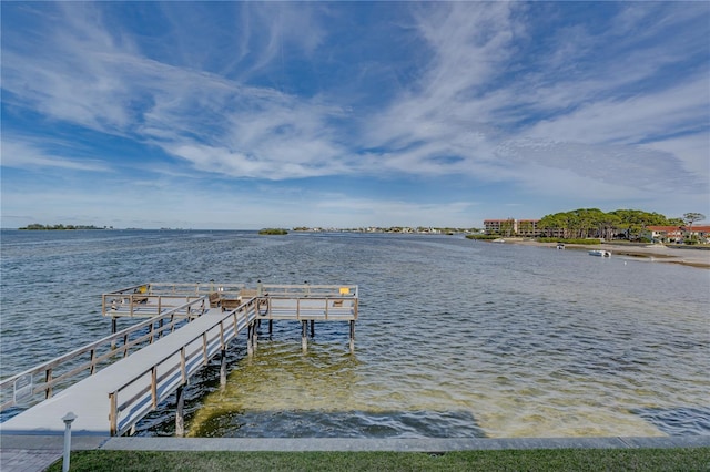 dock area featuring a water view