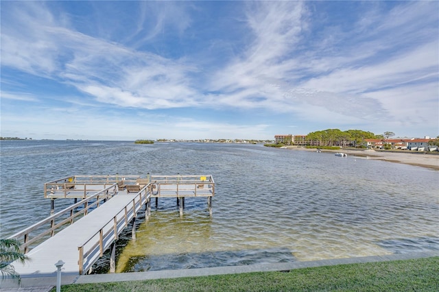 view of dock featuring a water view