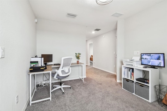 office with light colored carpet