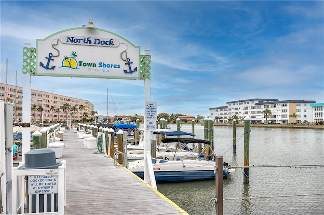 view of dock featuring a water view