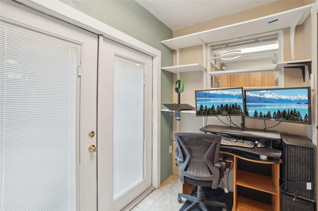 view of tiled home office