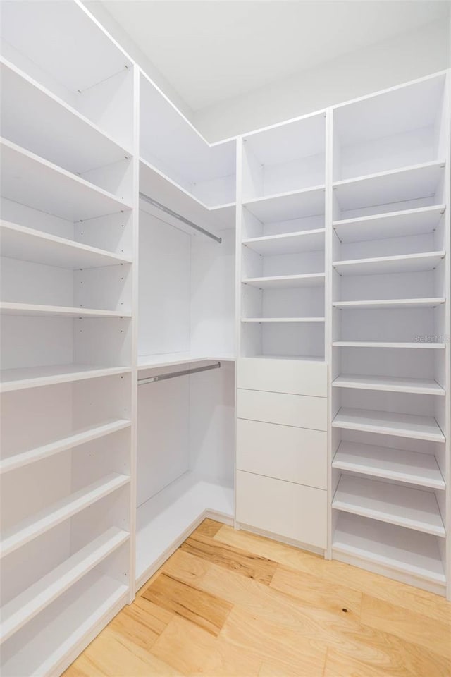 spacious closet featuring hardwood / wood-style flooring