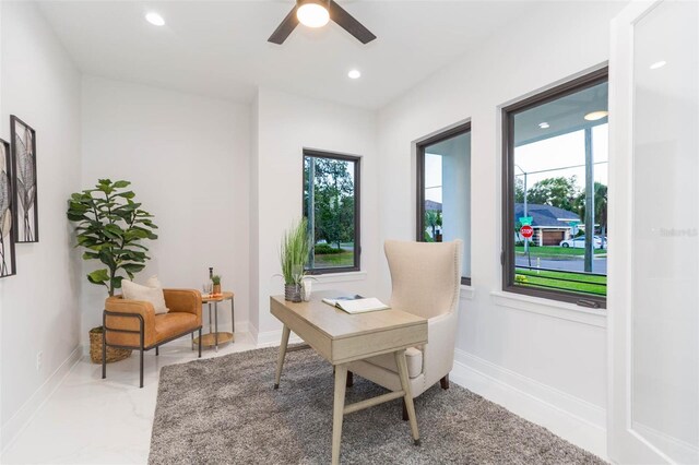 716 S Lois Ave, Tampa, FL 33609 - office featuring plenty of natural light, ceiling fan, recessed lighting, and baseboards