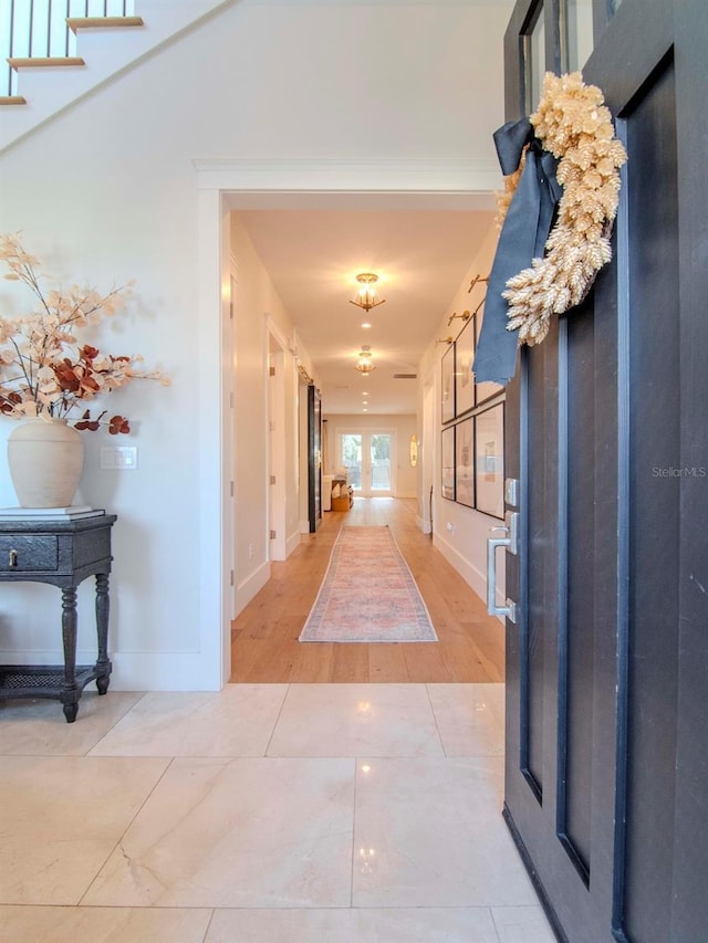 hallway with french doors