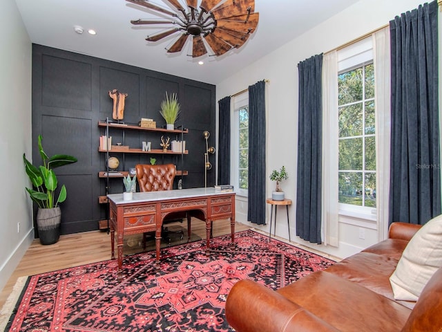 office space featuring light hardwood / wood-style flooring