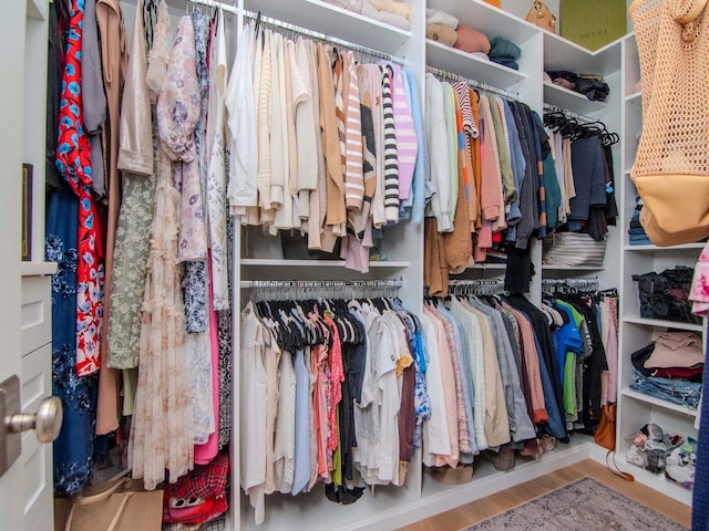 walk in closet featuring hardwood / wood-style floors