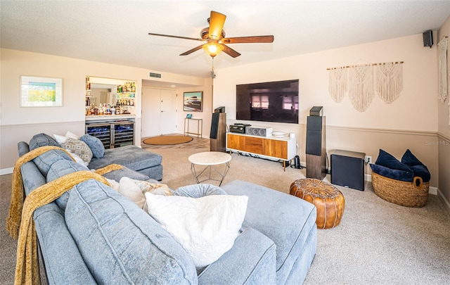 living room featuring carpet floors