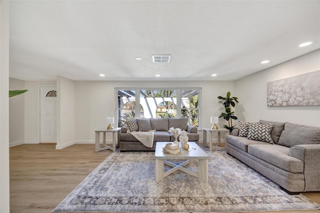 living room featuring light hardwood / wood-style floors