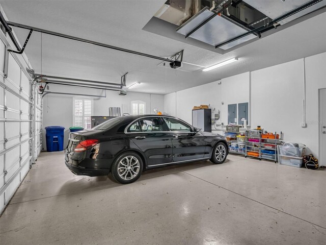 garage with a garage door opener