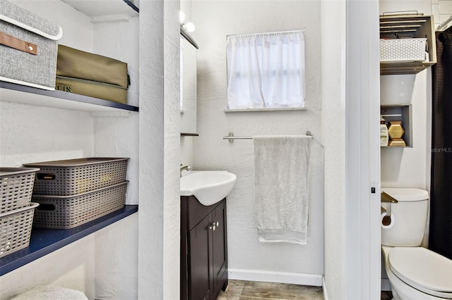 bathroom with toilet and vanity