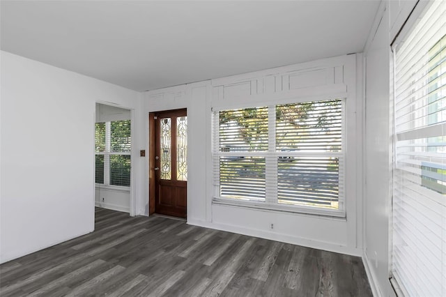 interior space with dark wood-type flooring and plenty of natural light