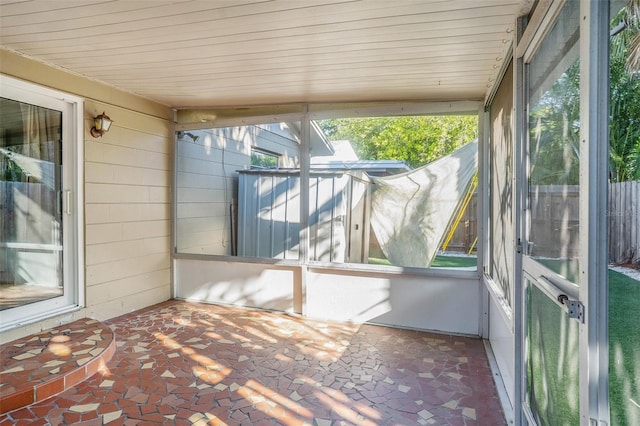 view of unfurnished sunroom