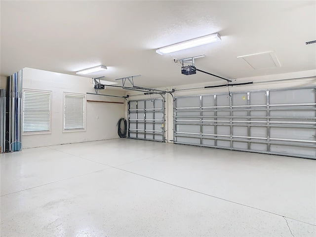 garage with a garage door opener