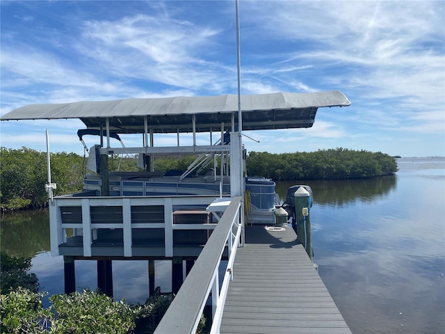 dock area featuring a water view