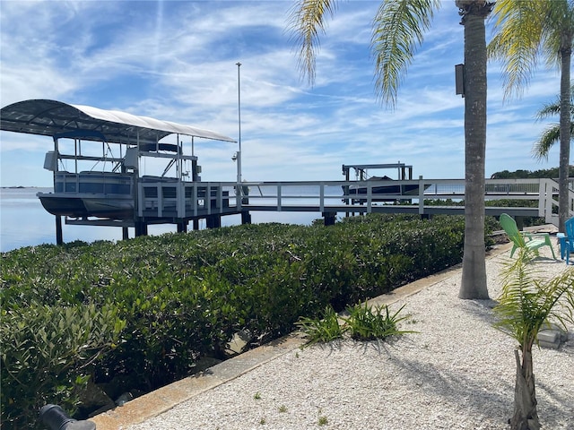 view of dock featuring a water view