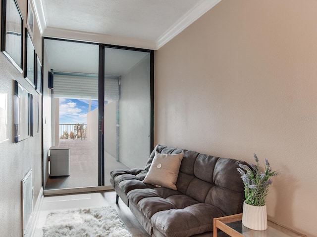 interior space with crown molding