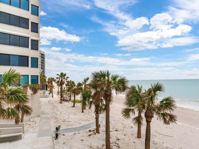 property view of water with a beach view