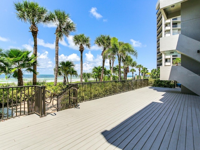 deck with a water view