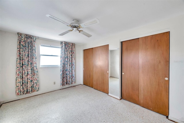 unfurnished bedroom with ceiling fan