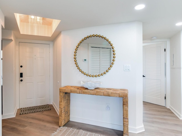 foyer with hardwood / wood-style floors