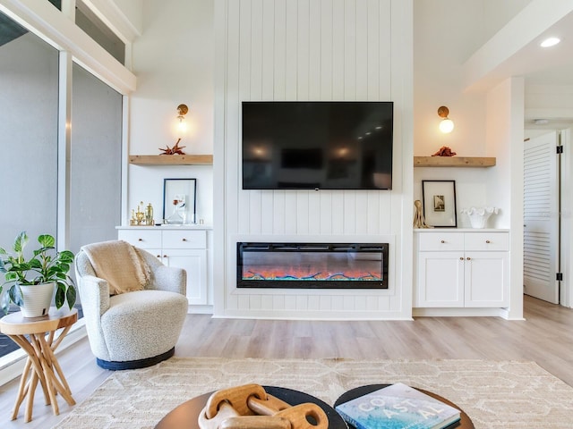 living room with light wood-type flooring