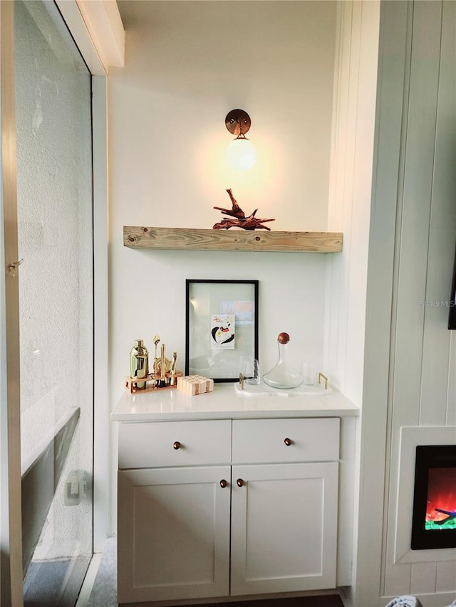 bar with white cabinets