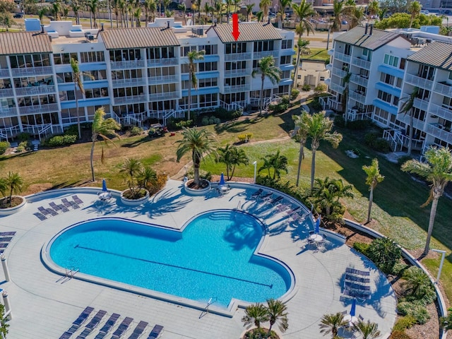 view of pool featuring a patio