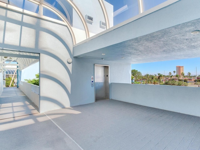 view of patio / terrace with elevator