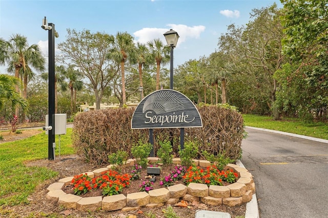 view of community sign