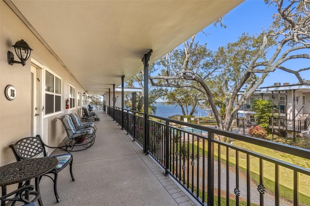 balcony with a water view