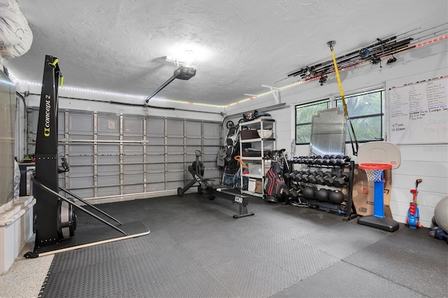 garage with a garage door opener