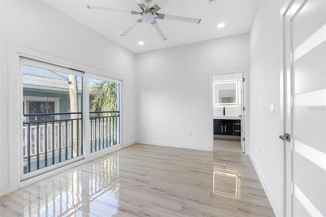 unfurnished room with ceiling fan