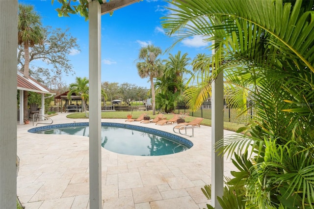 view of pool featuring a gazebo and a patio