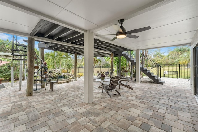 view of patio with ceiling fan