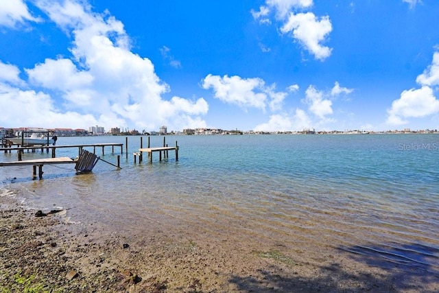 dock area featuring a water view