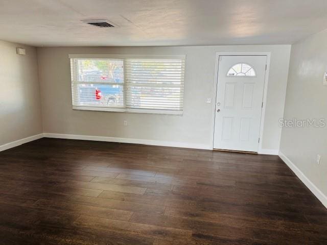 foyer featuring dark wood-type flooring