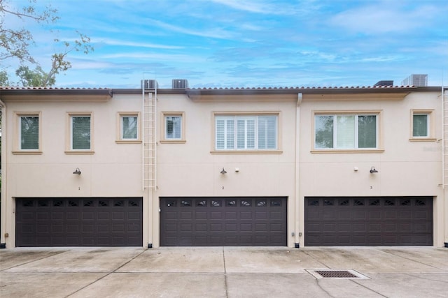 exterior space with a garage