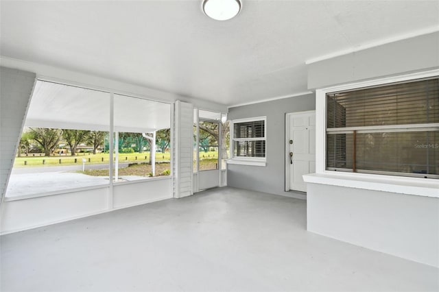 view of unfurnished sunroom