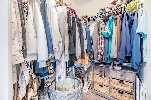 spacious closet featuring carpet floors