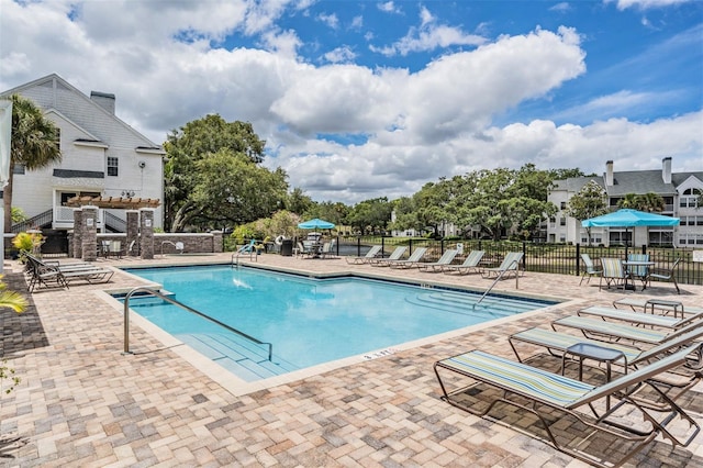 view of pool featuring a patio area