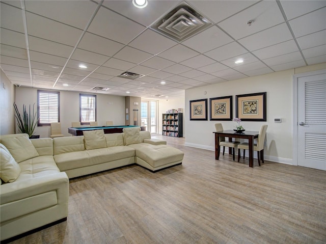 living room featuring pool table